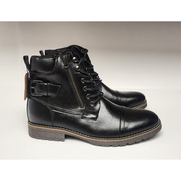 Vostey Men's Casual Motorcycle Combat Ankle Dress Boots Color Black Size 11.5 - Picture 10 of 15